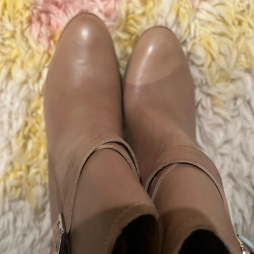 Lucky Brand Natesa Boots Women's US 10 Leather Block Heel Bootie nwot